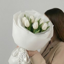 7 белых тюльпанов